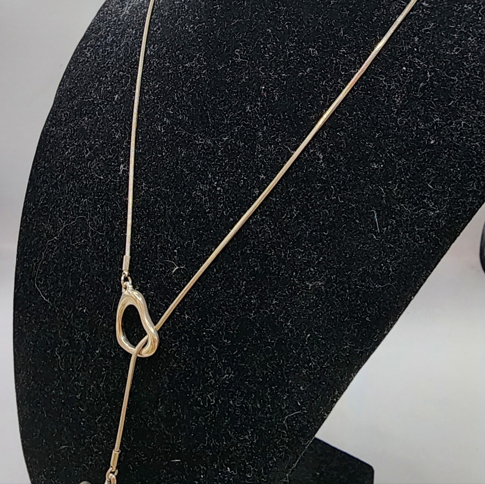 Premier Designs Lariat Abstract Heart Cross Silver Tone Necklace Adjustable 18" - Picture 2 of 7
